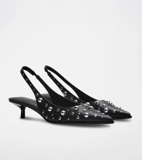 Slingback noire pointe argent Bershka