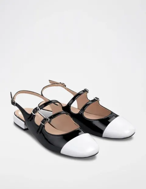 Slingback noire blanche Alma Blue