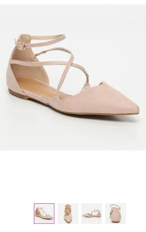 Ballerine daim beige à cordes croisées Asos