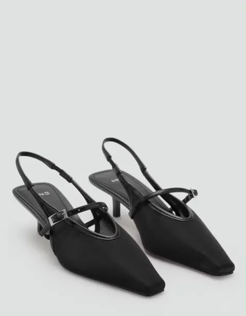 Slingback noire dentelle Mango