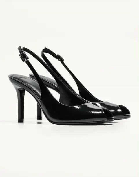 Slingback vernie noire Bershka