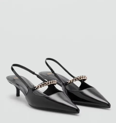 Slingback noire chaîne Mango