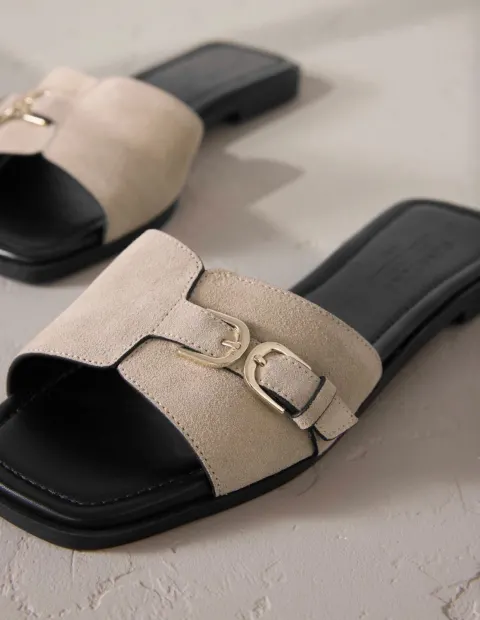 Mule en daim kaki Next
