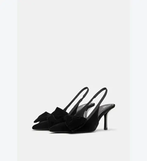 Slingback noire velours Pull&Bear