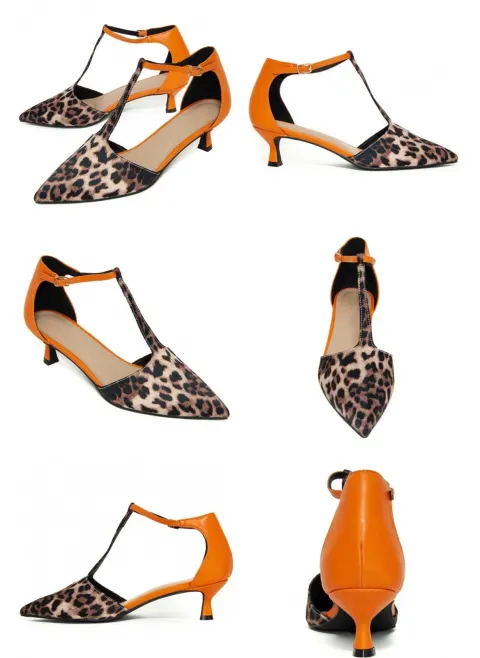 Slingback orange panthère Montevita