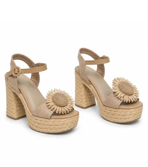 Sandale bloc tissée camel Montevita