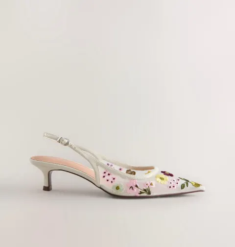 Slingback fleur verte beige Next